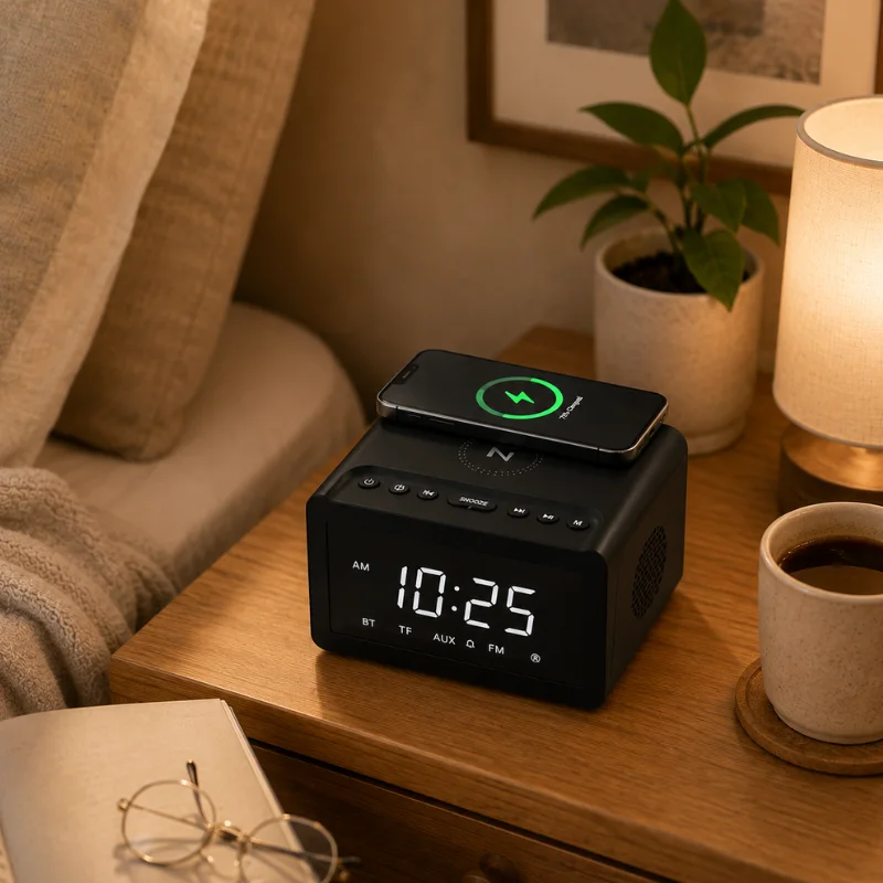 Ładowanie bezprzewodowe telefonu na głośniku Bluetooth HF18W